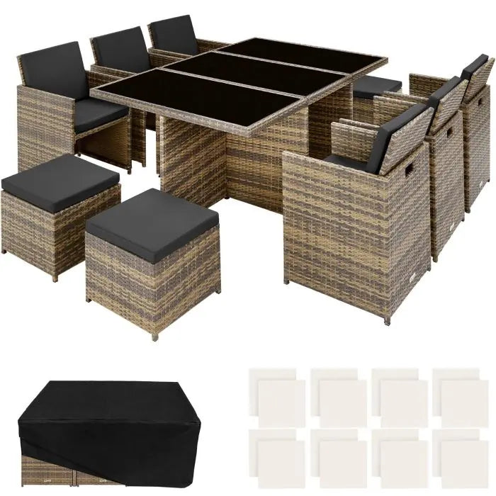 Gartenmöbel-Set aus Rattan und Aluminium